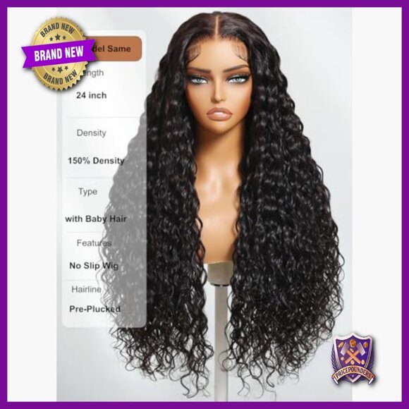 Human Hair Glueless Lace Front Wig 18 Inch Water Wave Pre Plucked main image 5